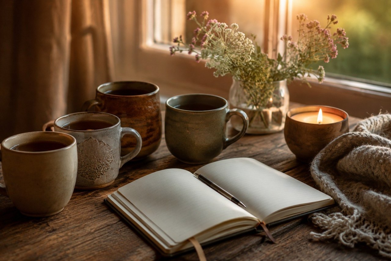 Tea and a journal, a quiet moment during the conference week