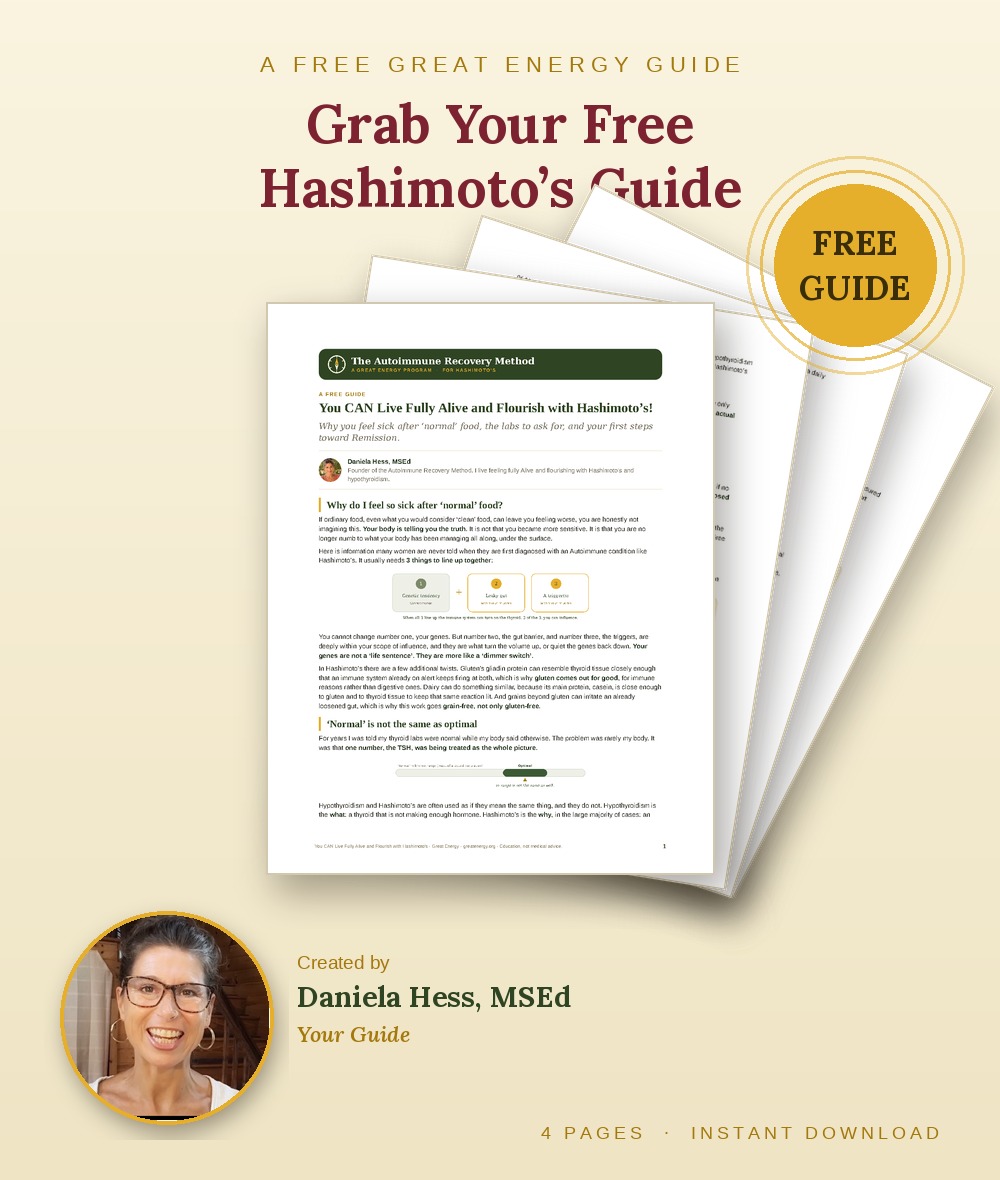 The free Hashimoto&rsquo;s guide, You CAN Live Fully Alive and Flourish with Hashimoto&rsquo;s, by Daniela Hess