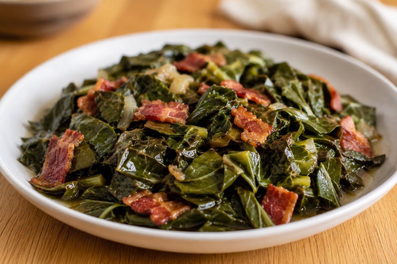 Bacon-braised collard greens