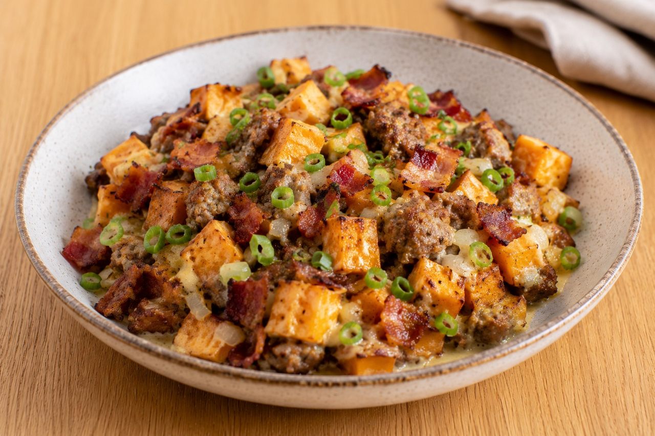 Egg-free sweet potato breakfast casserole