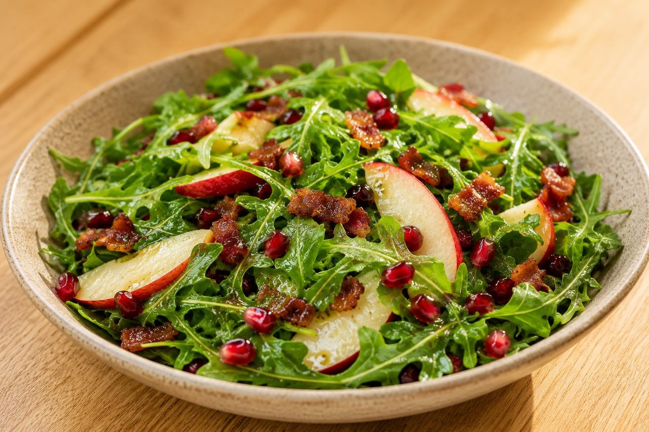 Arugula Salad with Pomegranate and Honey-Lemon Dressing
