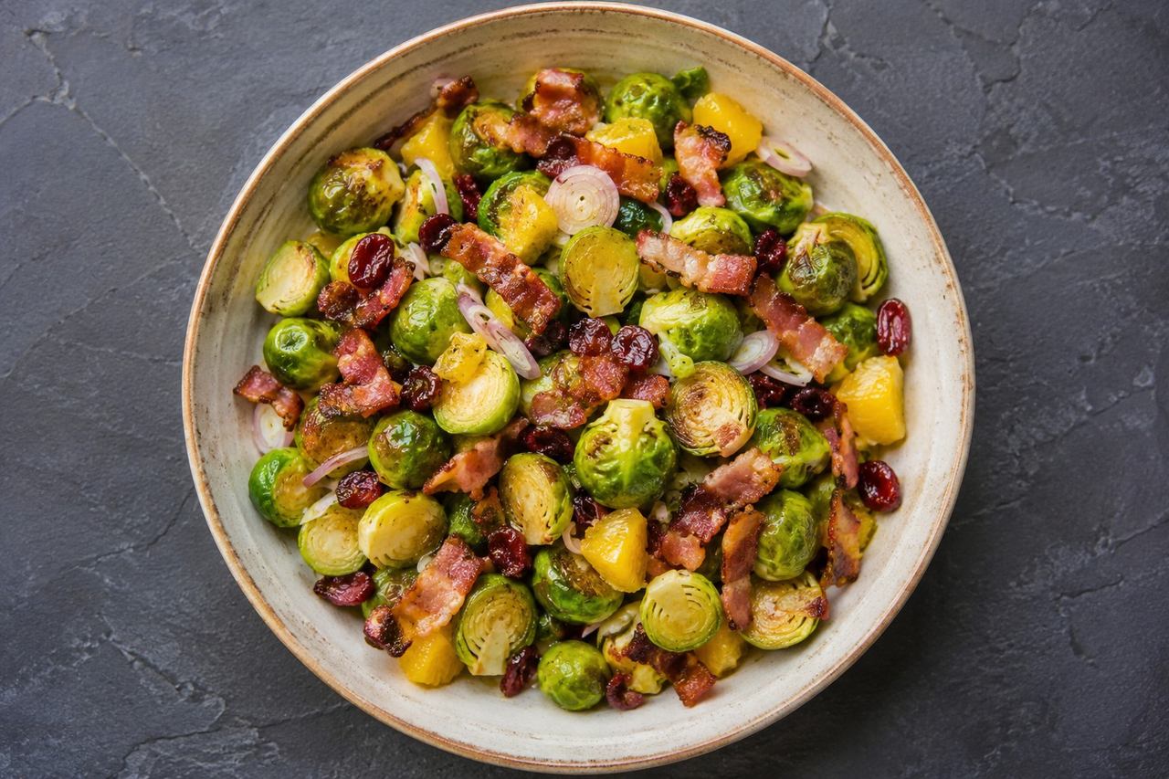 Citrus and Bacon Brussels Sprouts Salad