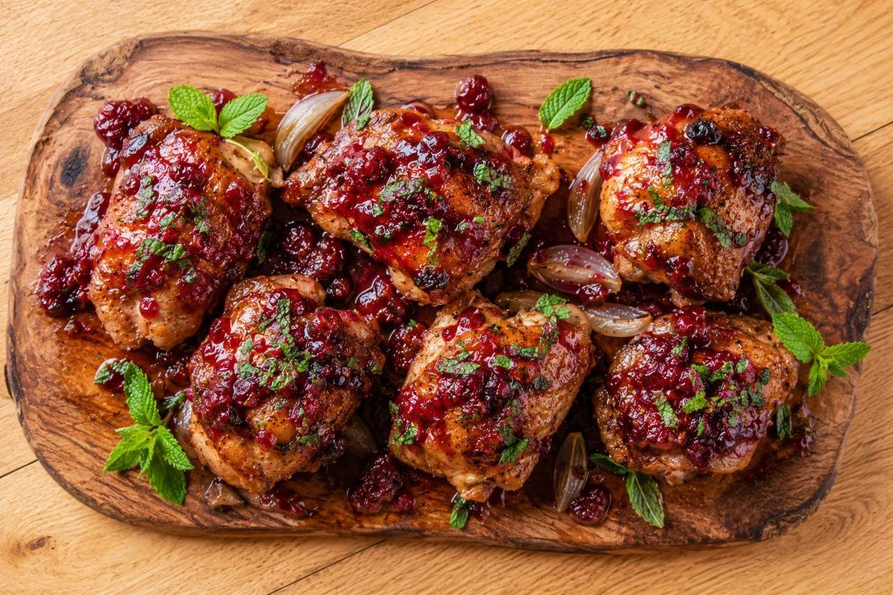Cranberry-Mint Glazed Chicken Thighs