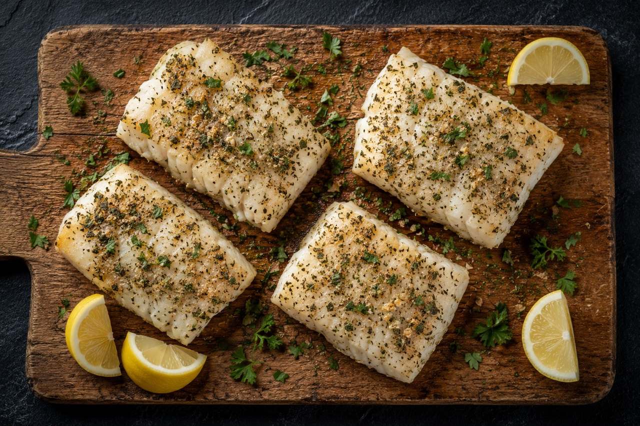 Roasted Garlic and Herb Cod