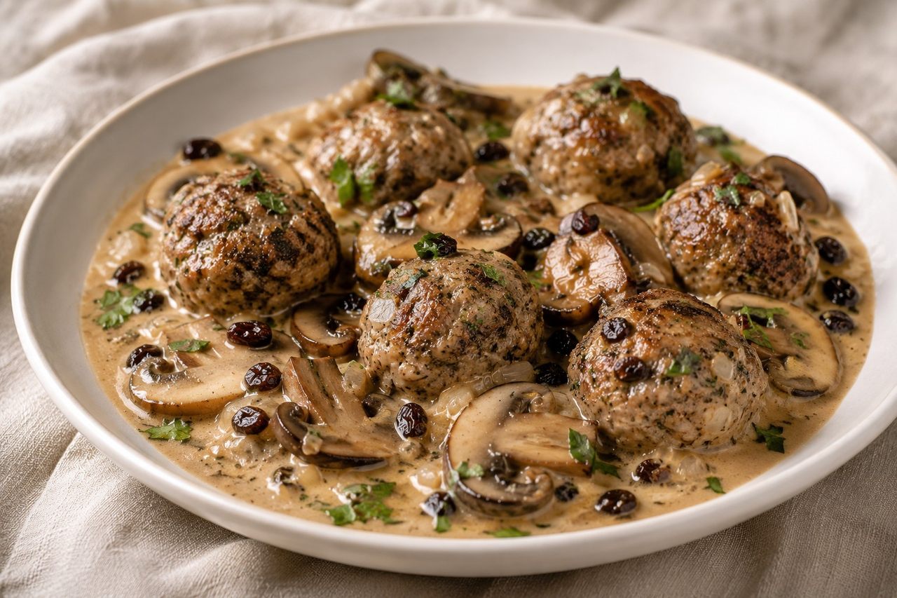 Lamb Meatballs with Mushroom Sauce