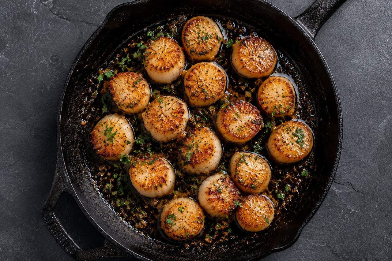 Seasoned Scallops in Bacon Fat