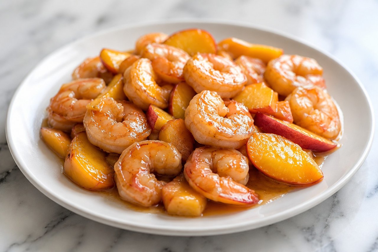 Maple-Glazed Peach Shrimp