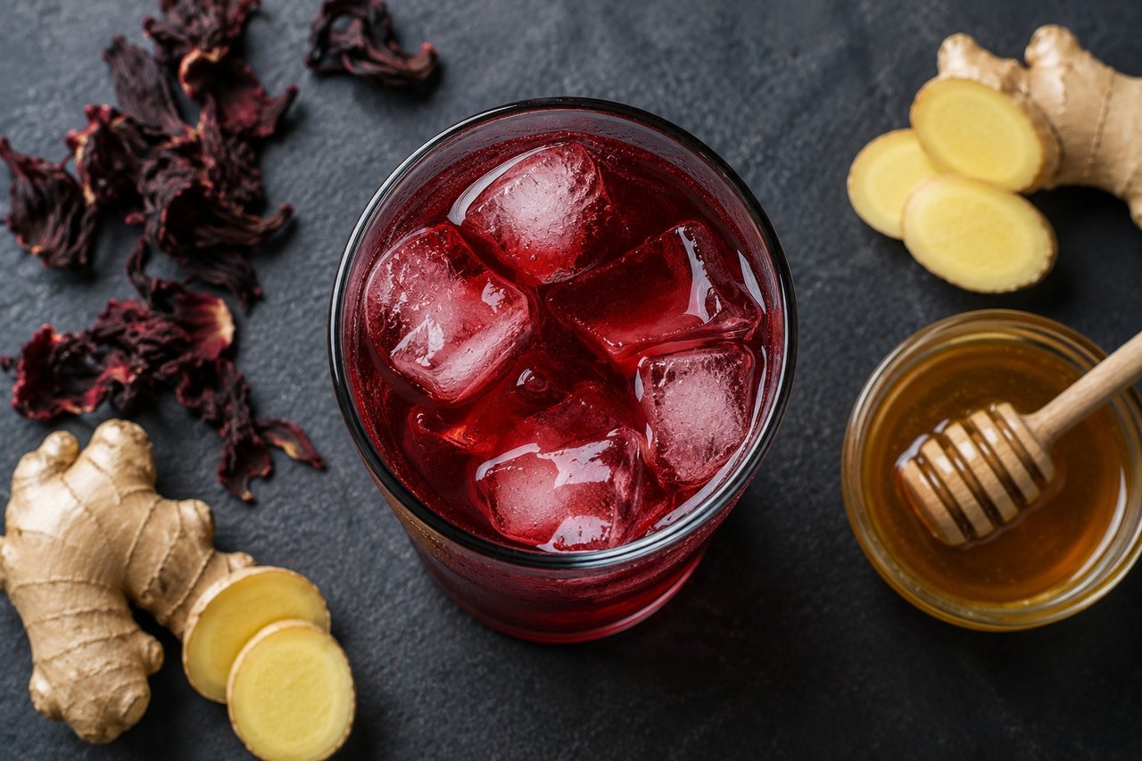 Iced Hibiscus Ginger Tea