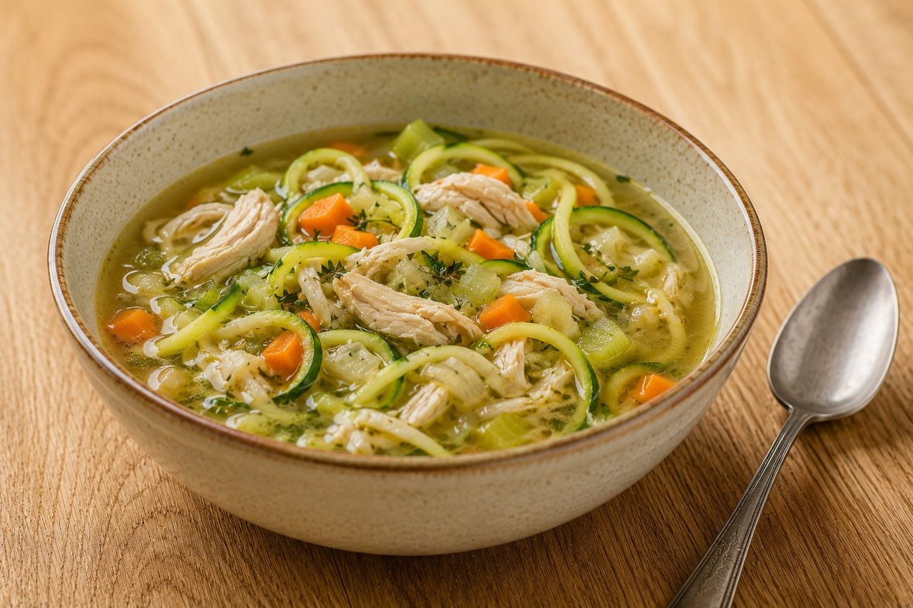 Chicken zoodle soup: the bowl you reach for when nothing else sounds good