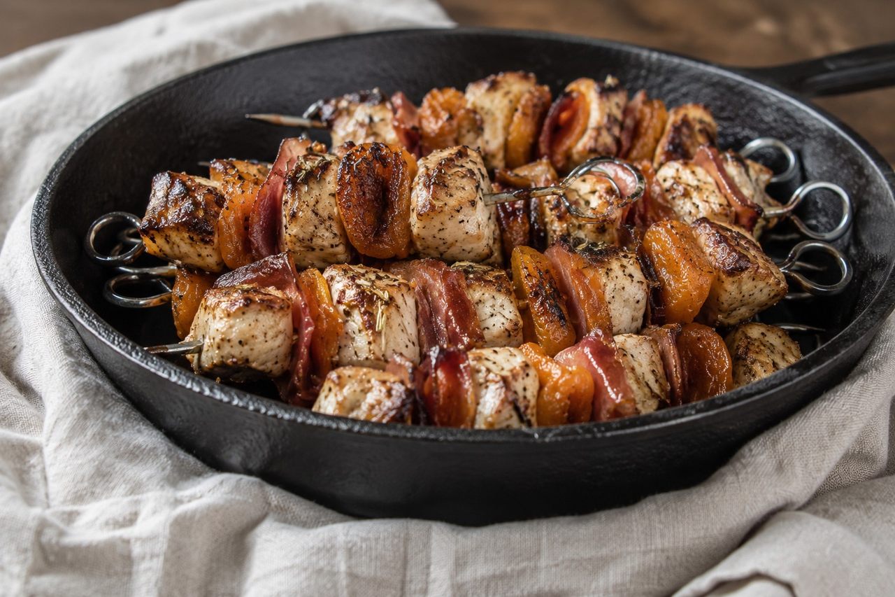 Chicken Kabobs with Prosciutto and Apricots