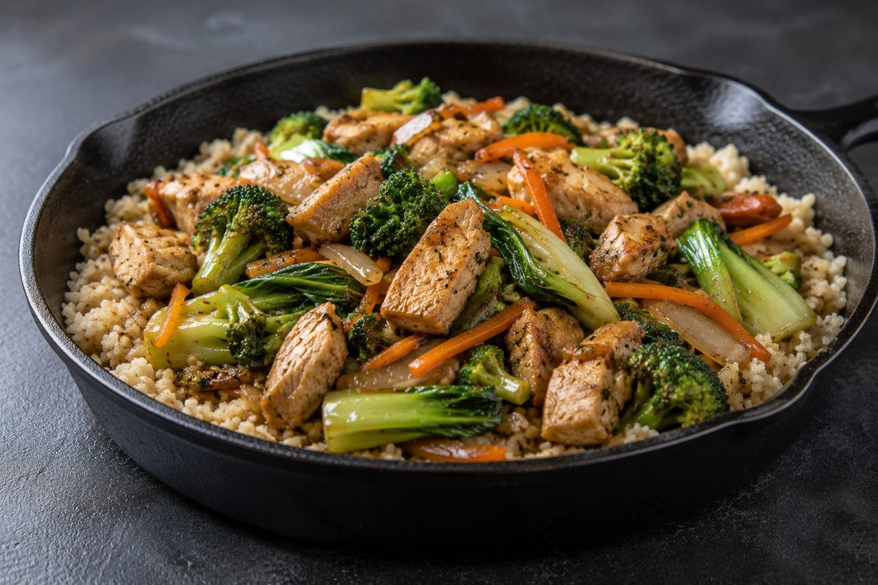 Chicken Stir-Fry Over Cauliflower Rice