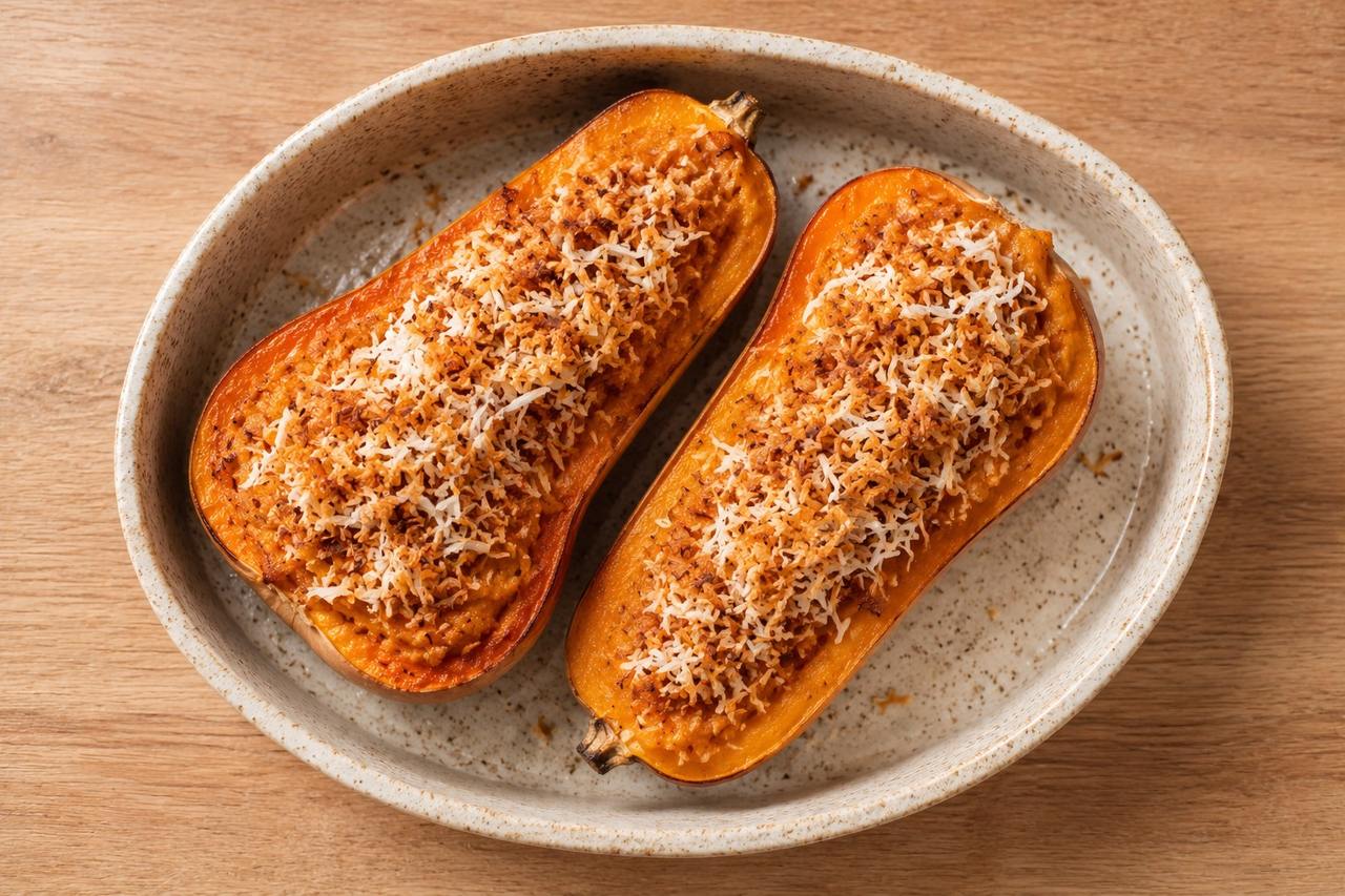 Twice-baked butternut squash with toasted coconut