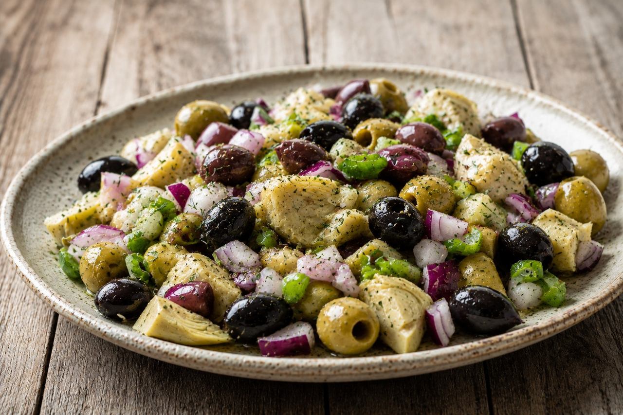 A briny olive salad to keep in the fridge