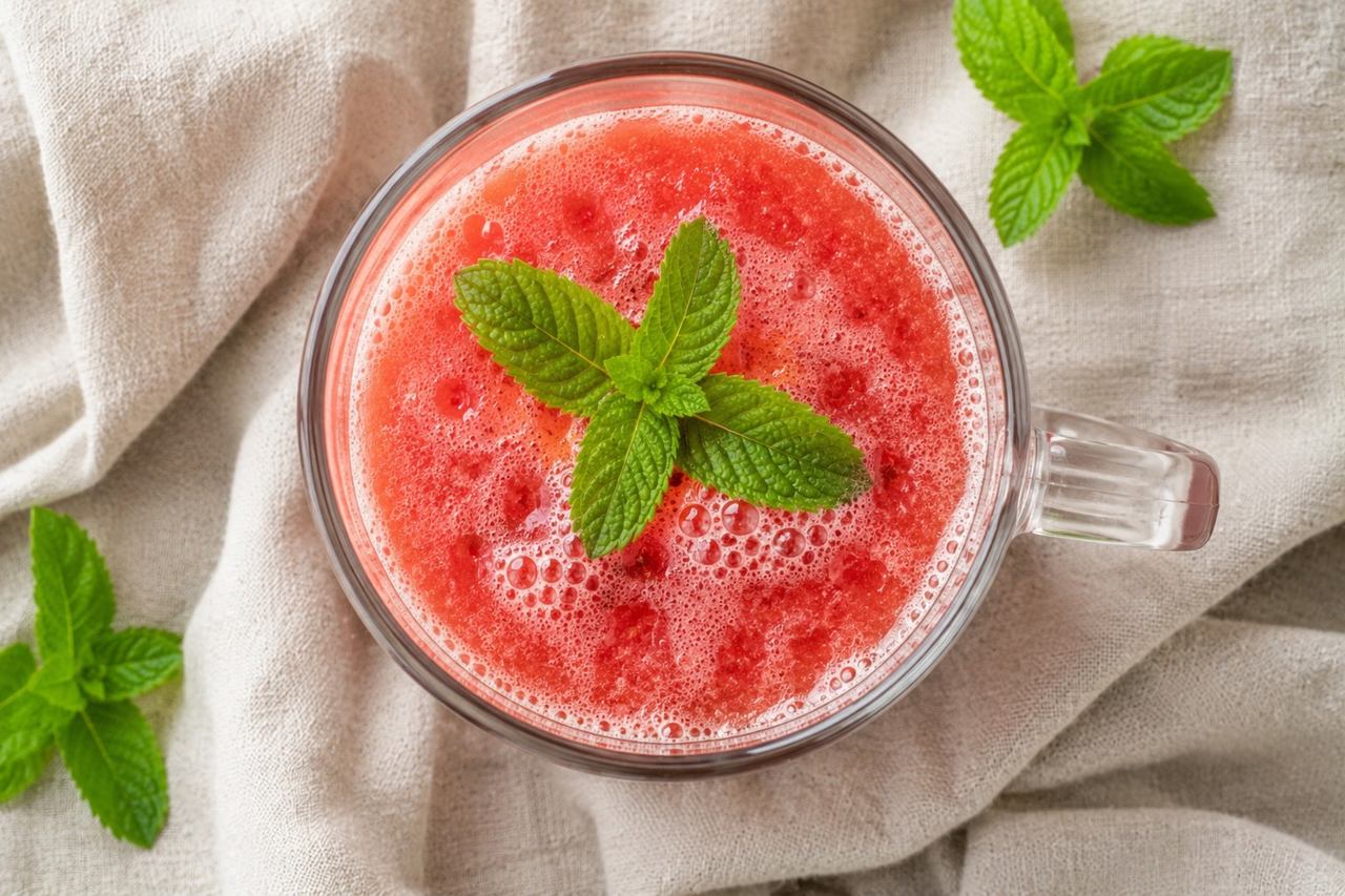 A drink to hold at the party, sweetened by the melon alone