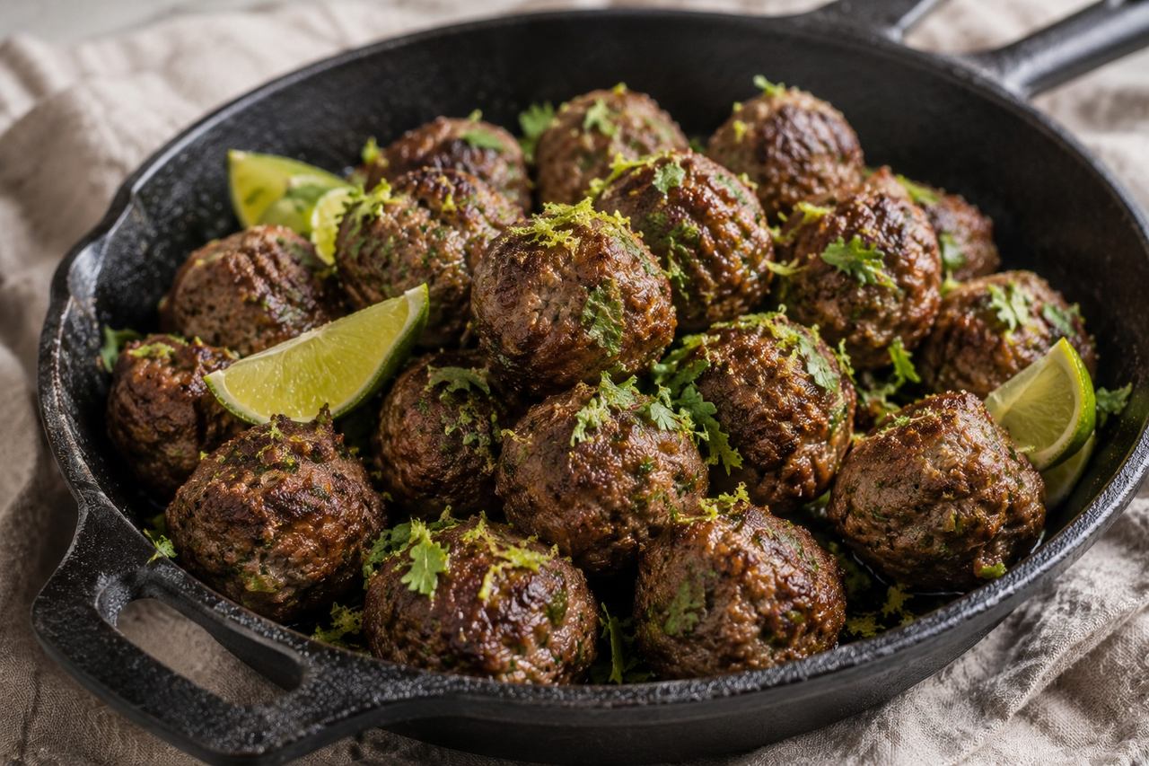 Ginger and lime meatballs, bright and simple