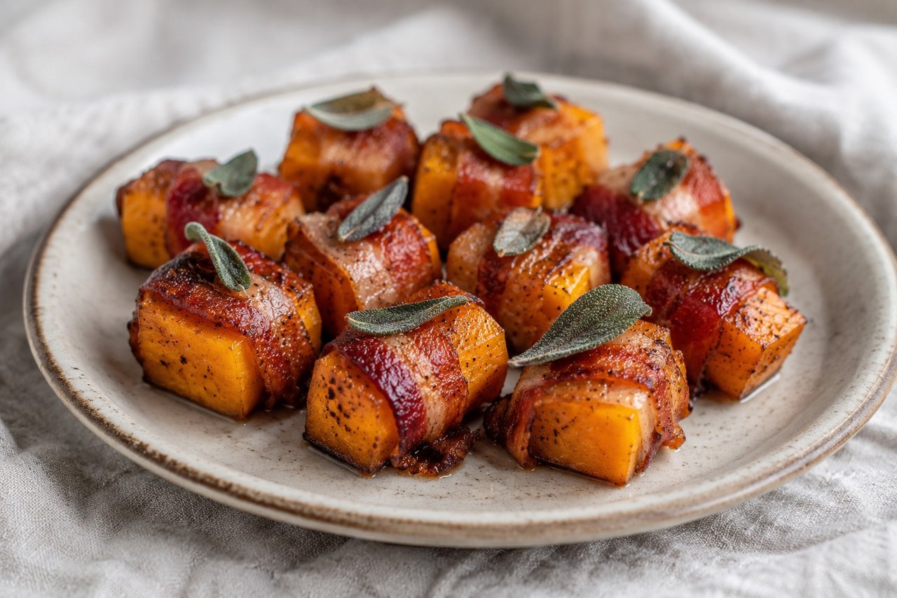 Bacon-Wrapped Butternut Bites with Cinnamon and Sage