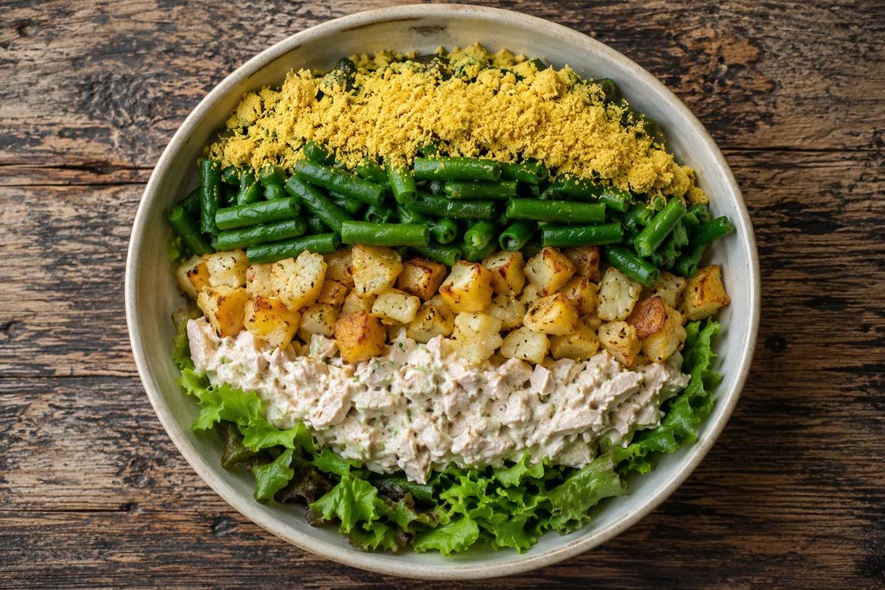 A layered chicken salad you can make the night before