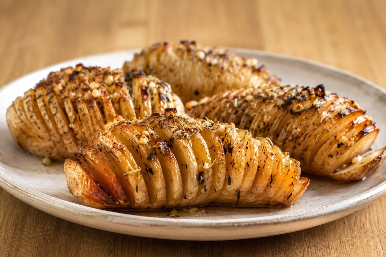 Fan-Cut Sweet Potatoes That Crisp at the Edges