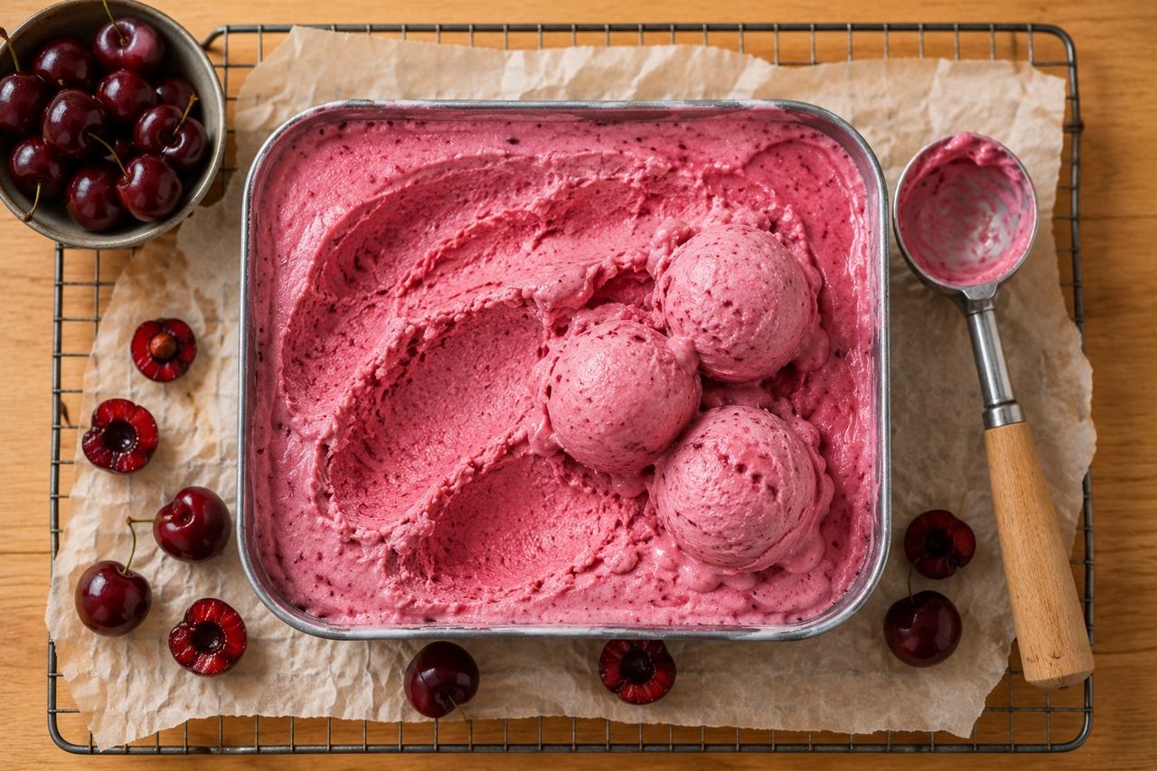 Roasted Cherry Ice Cream, Deep and Dairy-Free