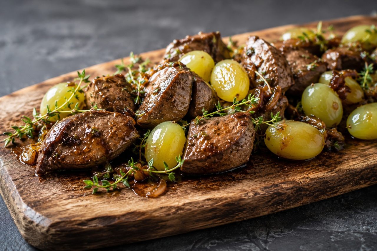Balsamic Chicken Livers with Grapes, the AIP Way