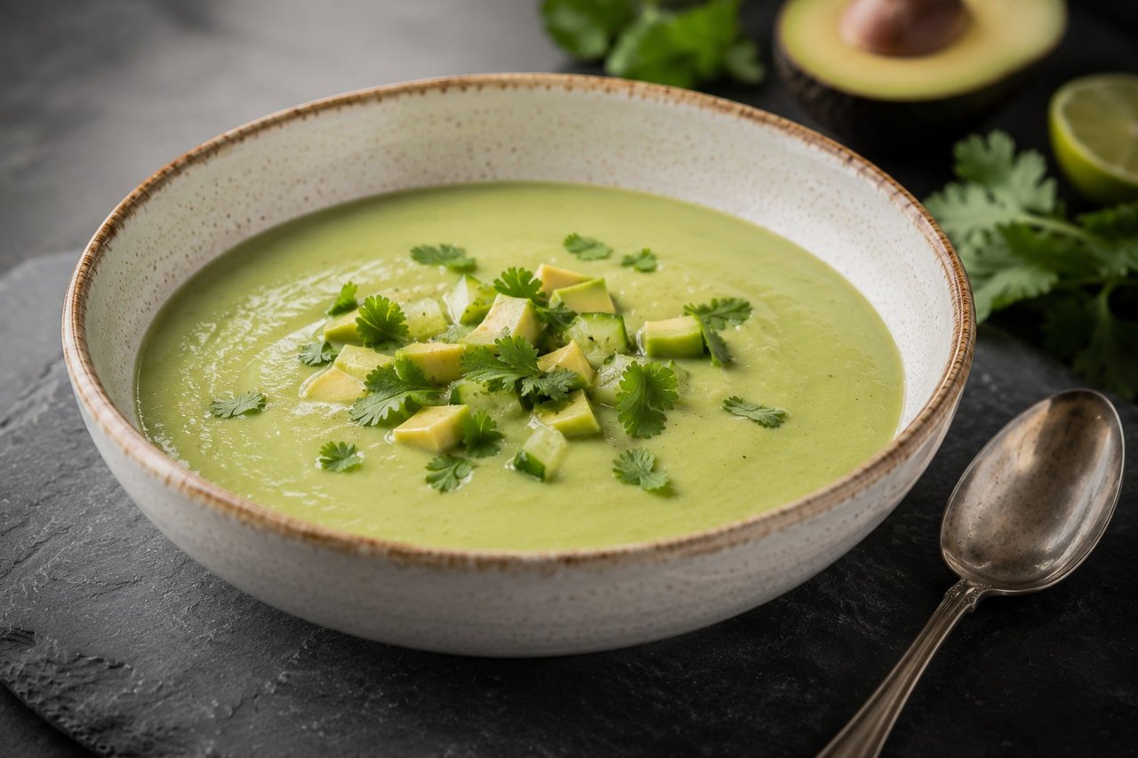Chilled Cream of Avocado Soup with Crab, the AIP Way