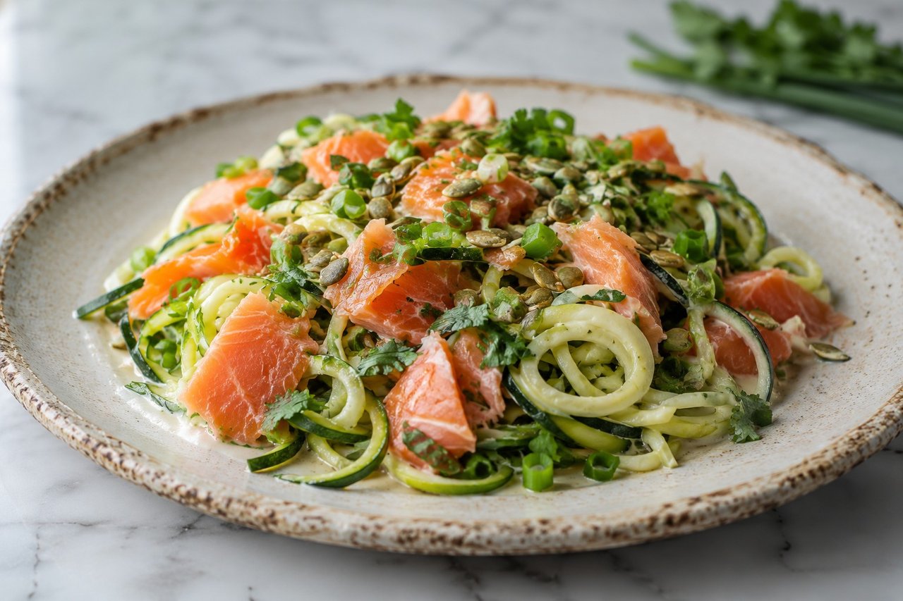 Smoked Salmon and Zucchini Noodle Salad, the AIP Way