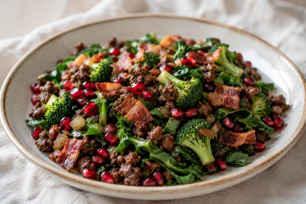 Bison and Bacon Breakfast Skillet with Pomegranate, the AIP Way