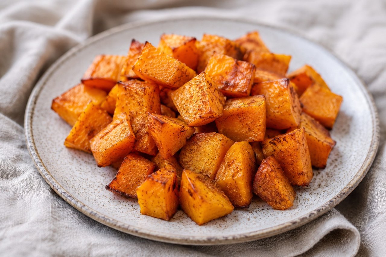Oven-roasted butternut squash with cinnamon