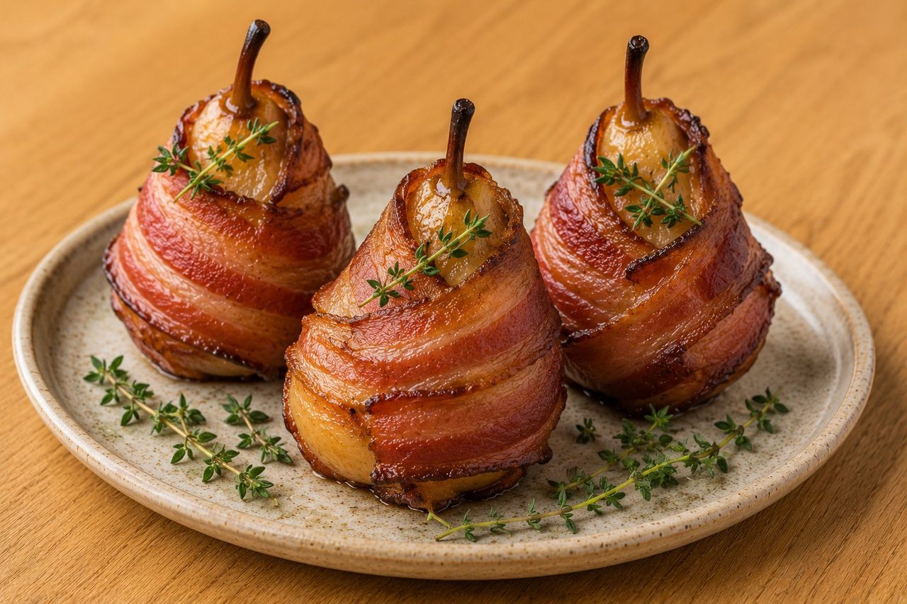 Bacon-wrapped pears for AIP entertaining