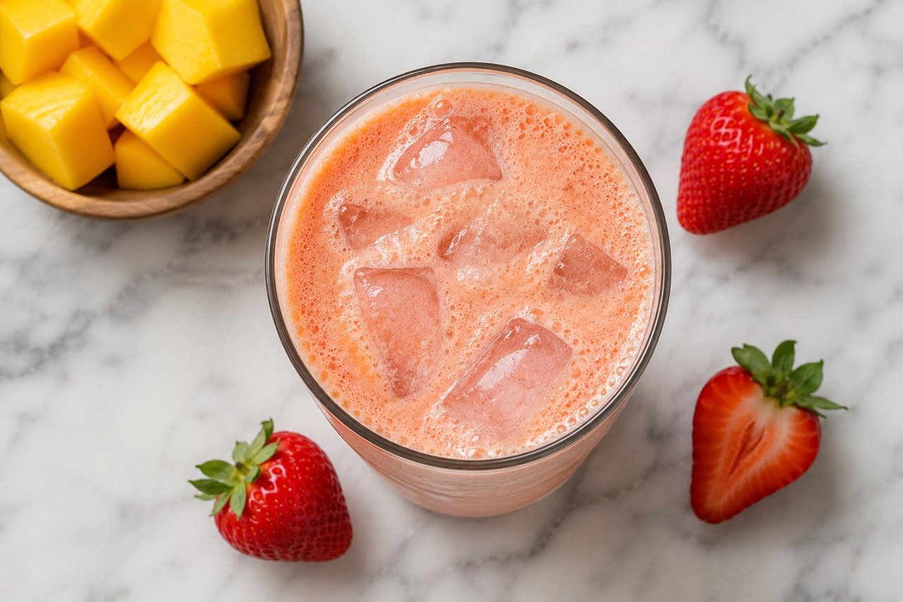 Strawberry mango breakfast shake