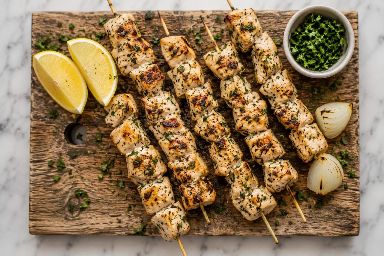 Lemon herb chicken skewers