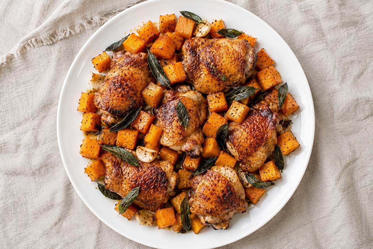 Sheet Pan Cinnamon Chicken with Butternut and Sage