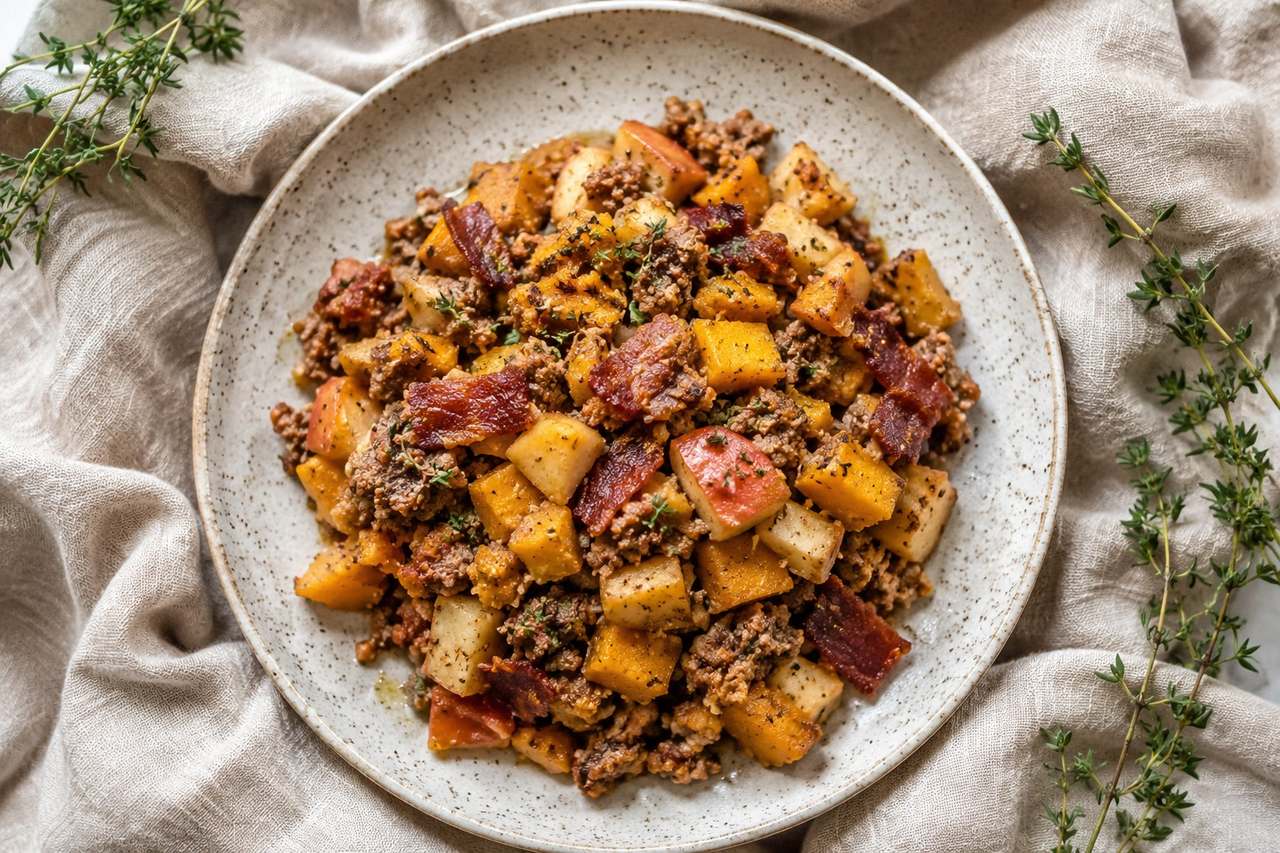 Pork, apple, and bacon breakfast casserole: the morning meal that changes your weekday