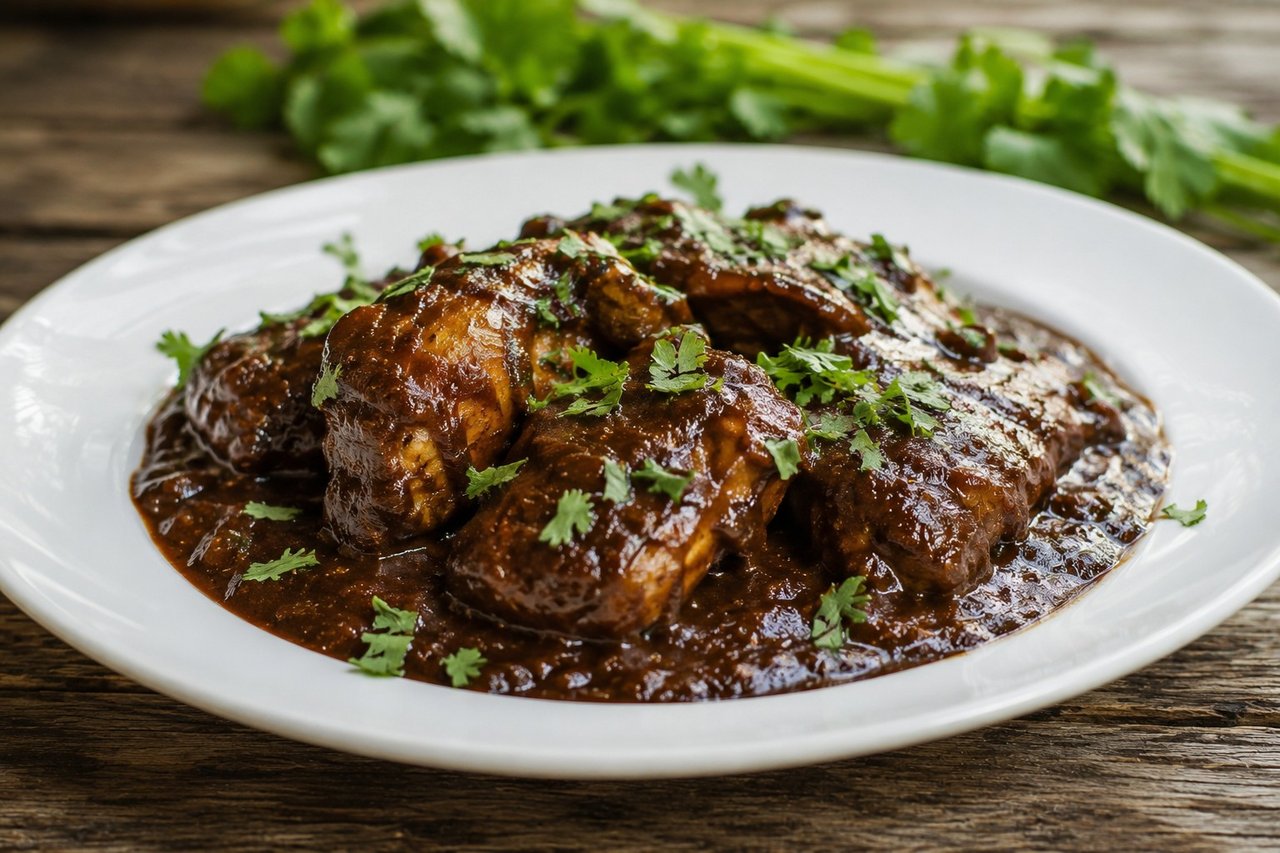 AIP chicken in mole-style sauce with carob and nomato