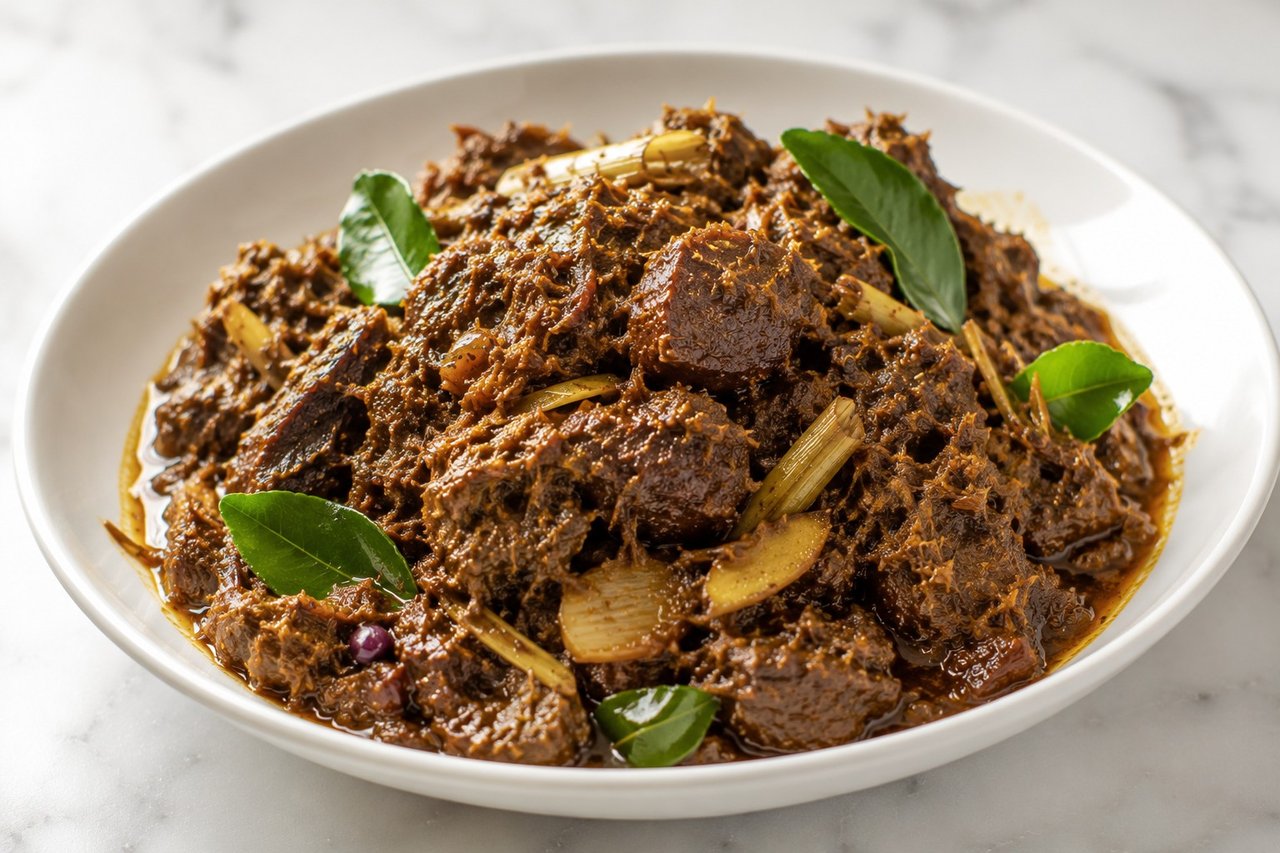 AIP beef rendang - slow-braised in coconut milk with galangal, lemongrass, and clove