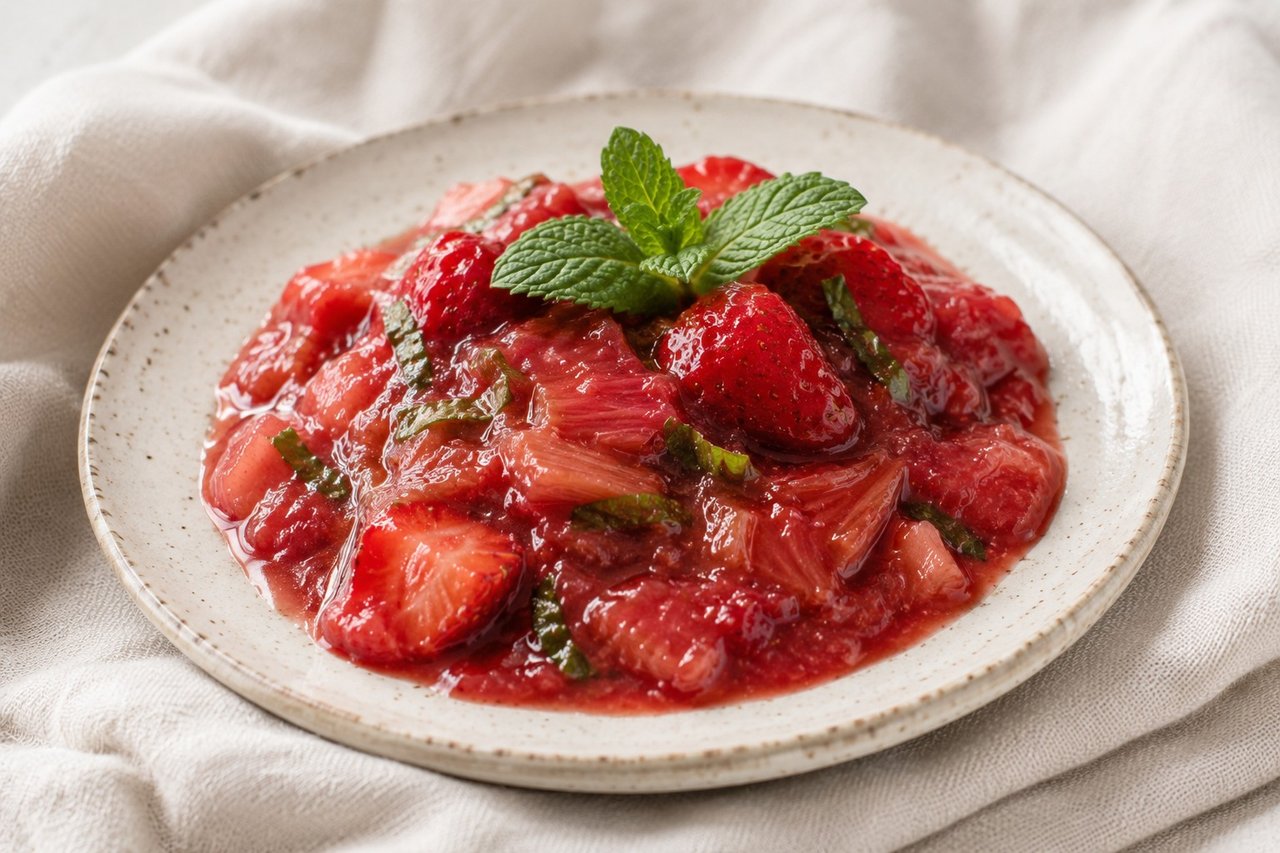 AIP Instant Pot rhubarb and strawberry compote with mint