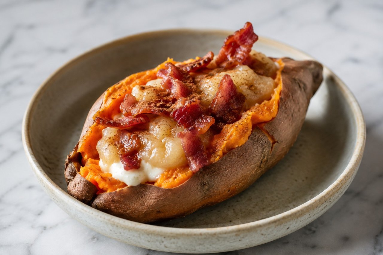 Egg-free breakfast: a loaded sweet potato to start the day