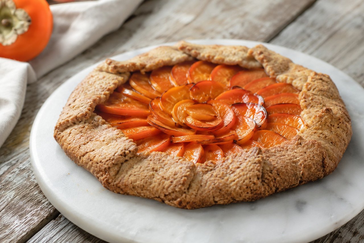 AIP rustic persimmon galette with a grain-free cassava and tigernut crust