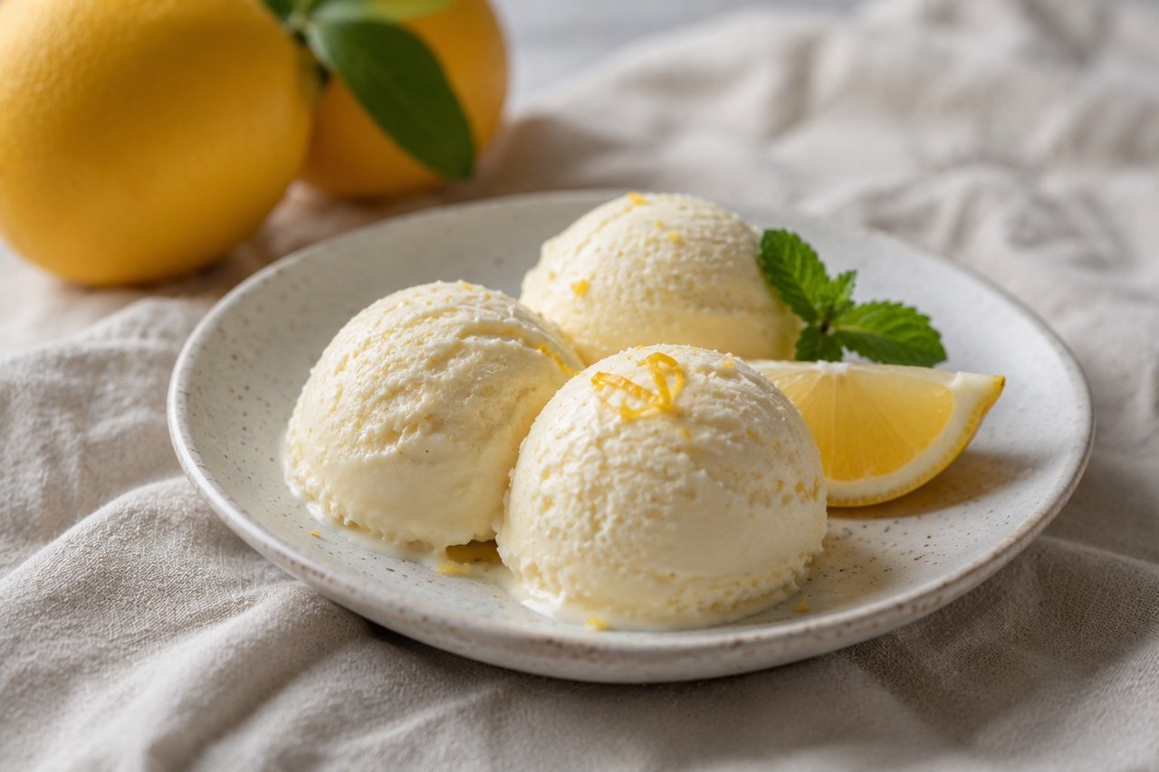 AIP Meyer lemon ice cream - dairy-free churned ice cream from coconut milk, Meyer lemon, and honey
