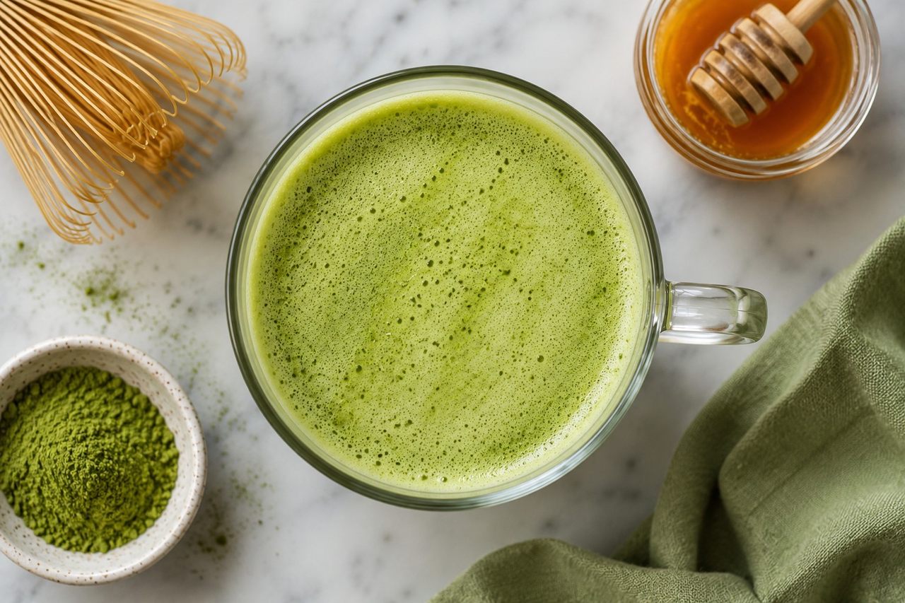 Matcha latte: a warm, green start to a hard-working morning