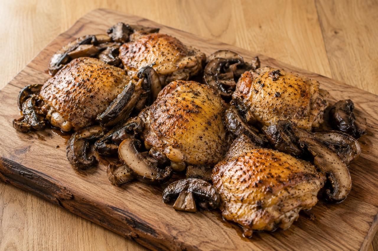 AIP one-pan chicken thighs and portobello mushrooms, AIP Core seed-free