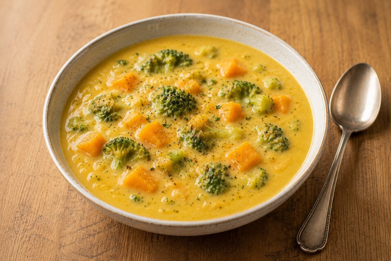 AIP broccoli and butternut squash soup - dairy-free 'cheesy' soup, weeknight comfort