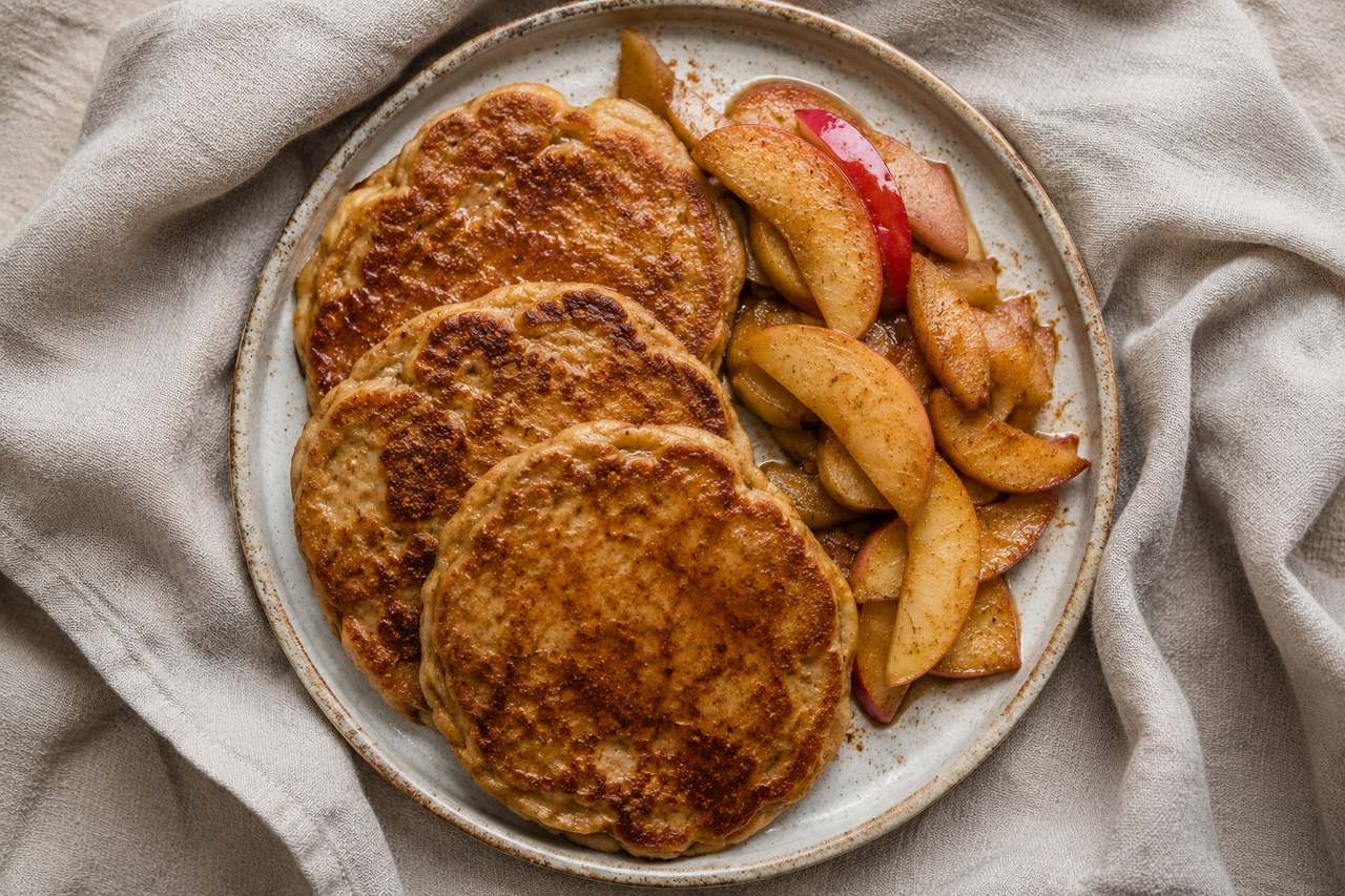 AIP apple cinnamon plantain pancakes, egg-free, breakfast