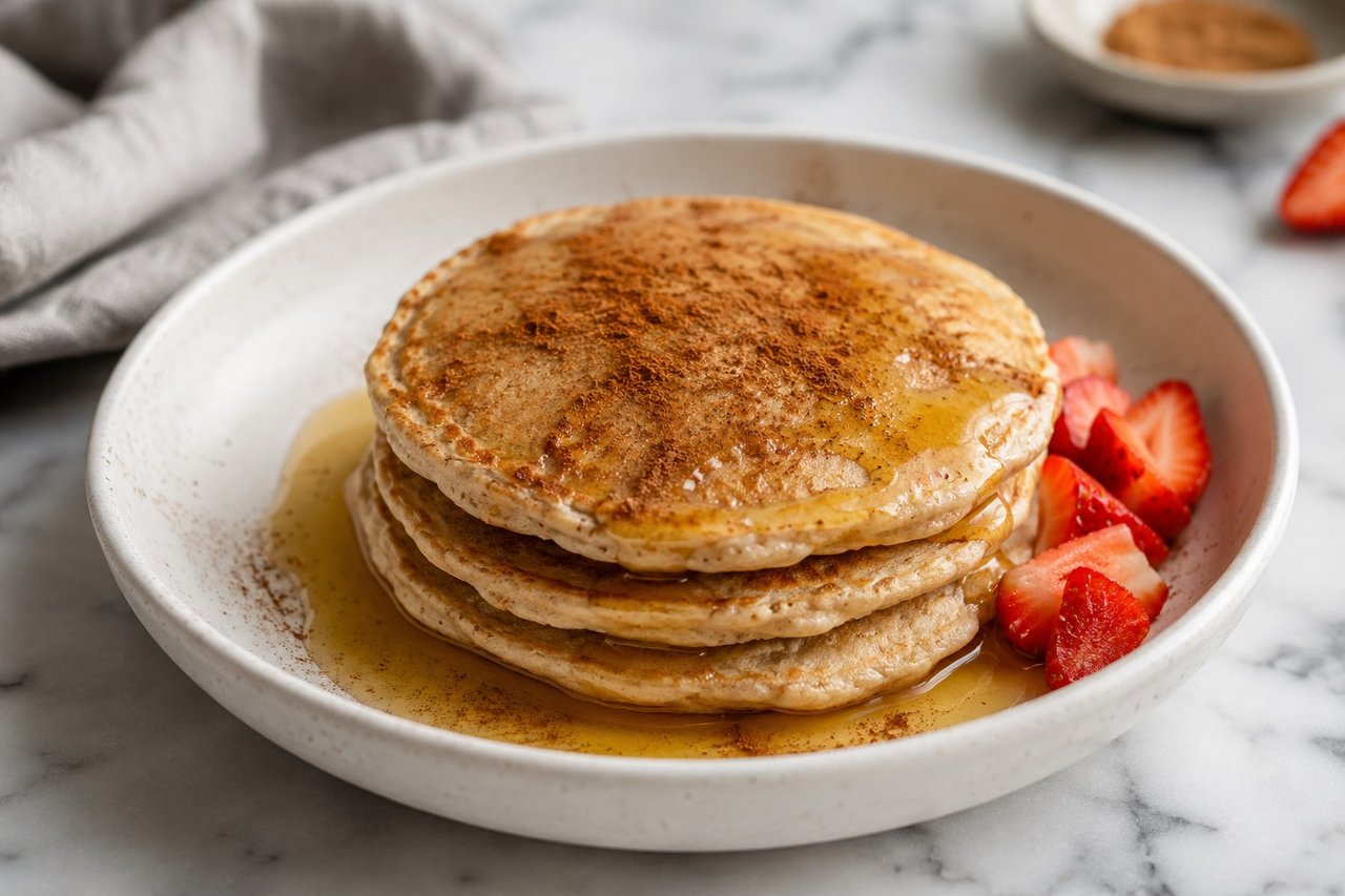 Egg-free pumpkin-spice plantain pancakes