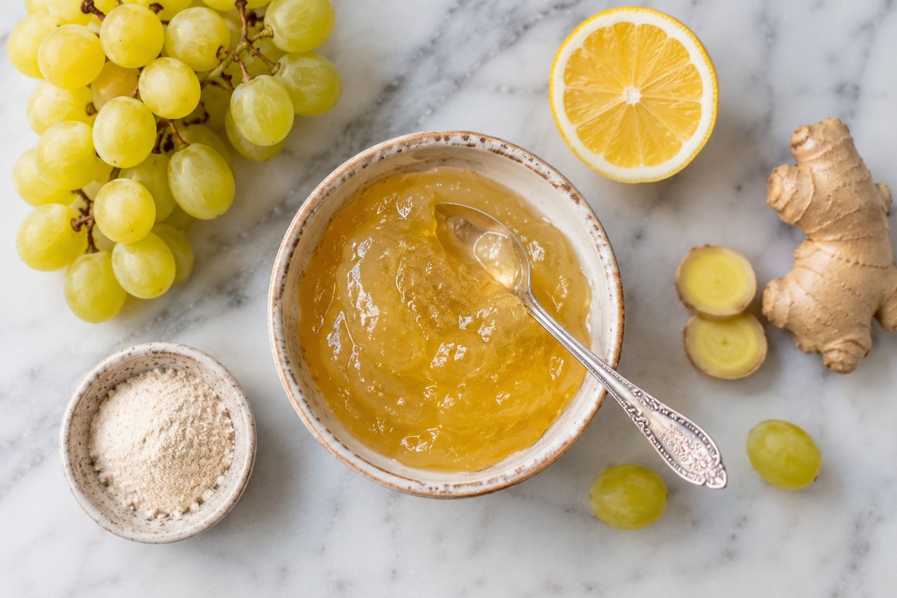 AIP white grape and ginger jelly - sugar-free preserve set with Pomona's pectin