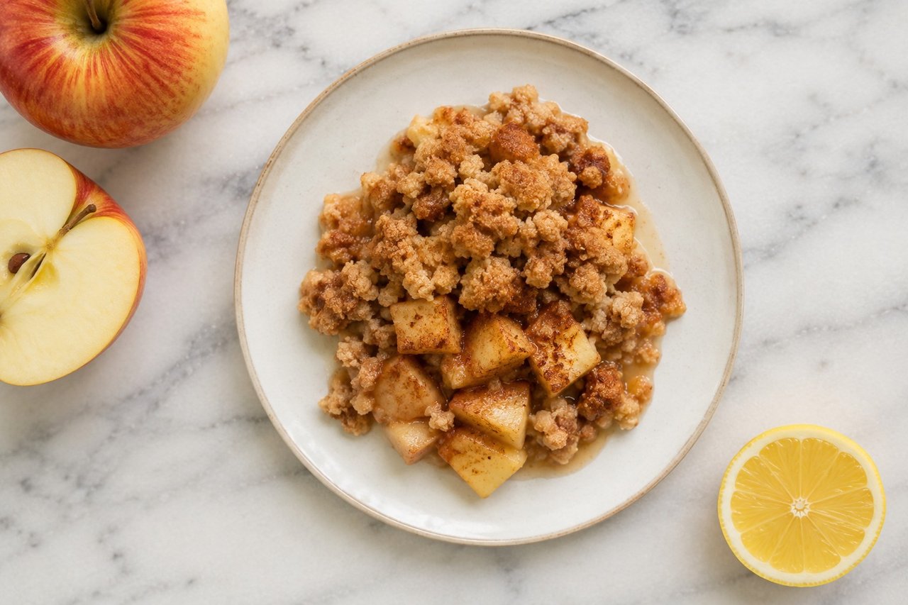 AIP apple crumble - oat-free, grain-free, built on a three-flour blend