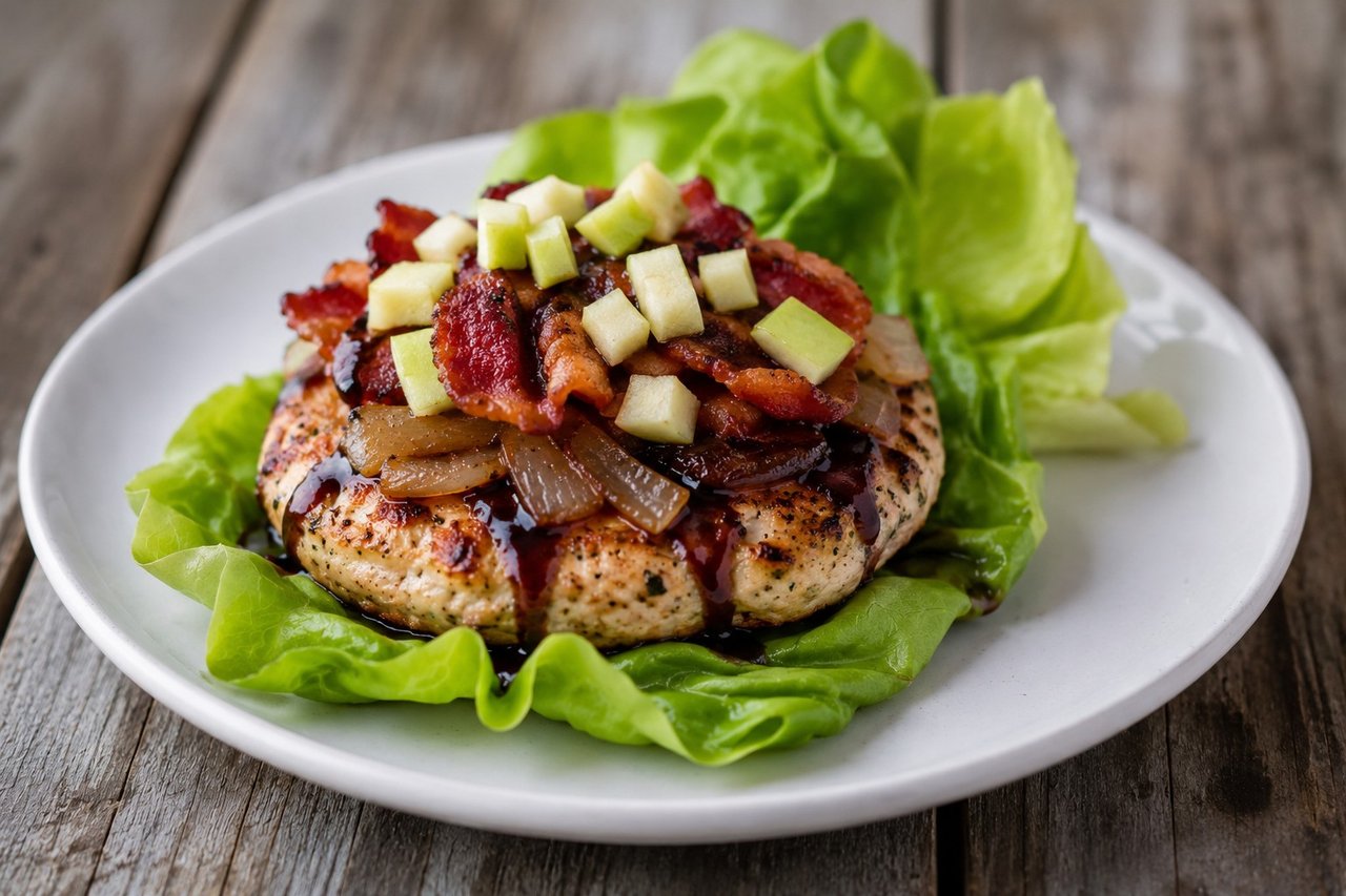 Apple chicken burgers: comfort food that stays inside the lines