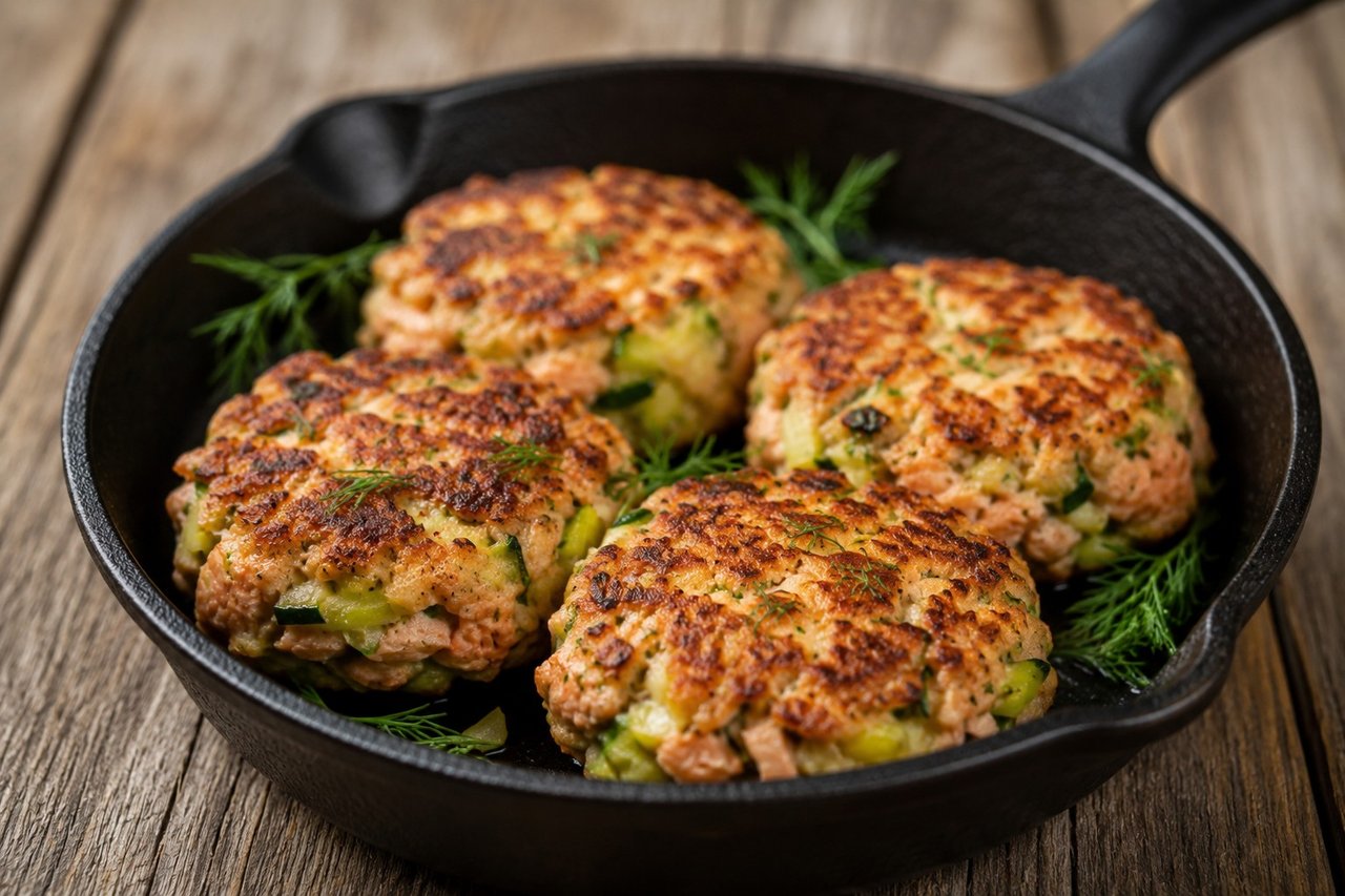 Salmon cakes: pantry protein with vegetables hidden inside