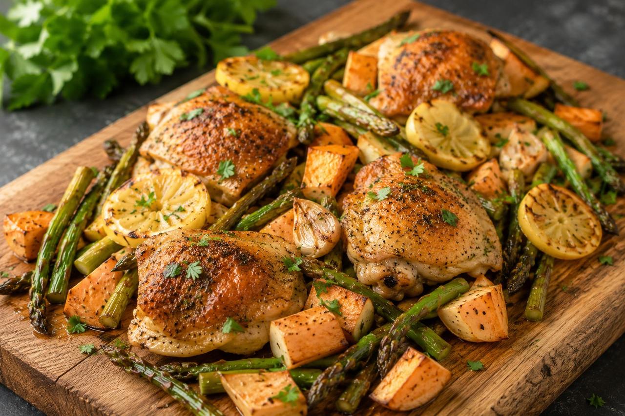 Skillet Lemon Garlic Chicken and Vegetables: a bright, quick one-pan dinner