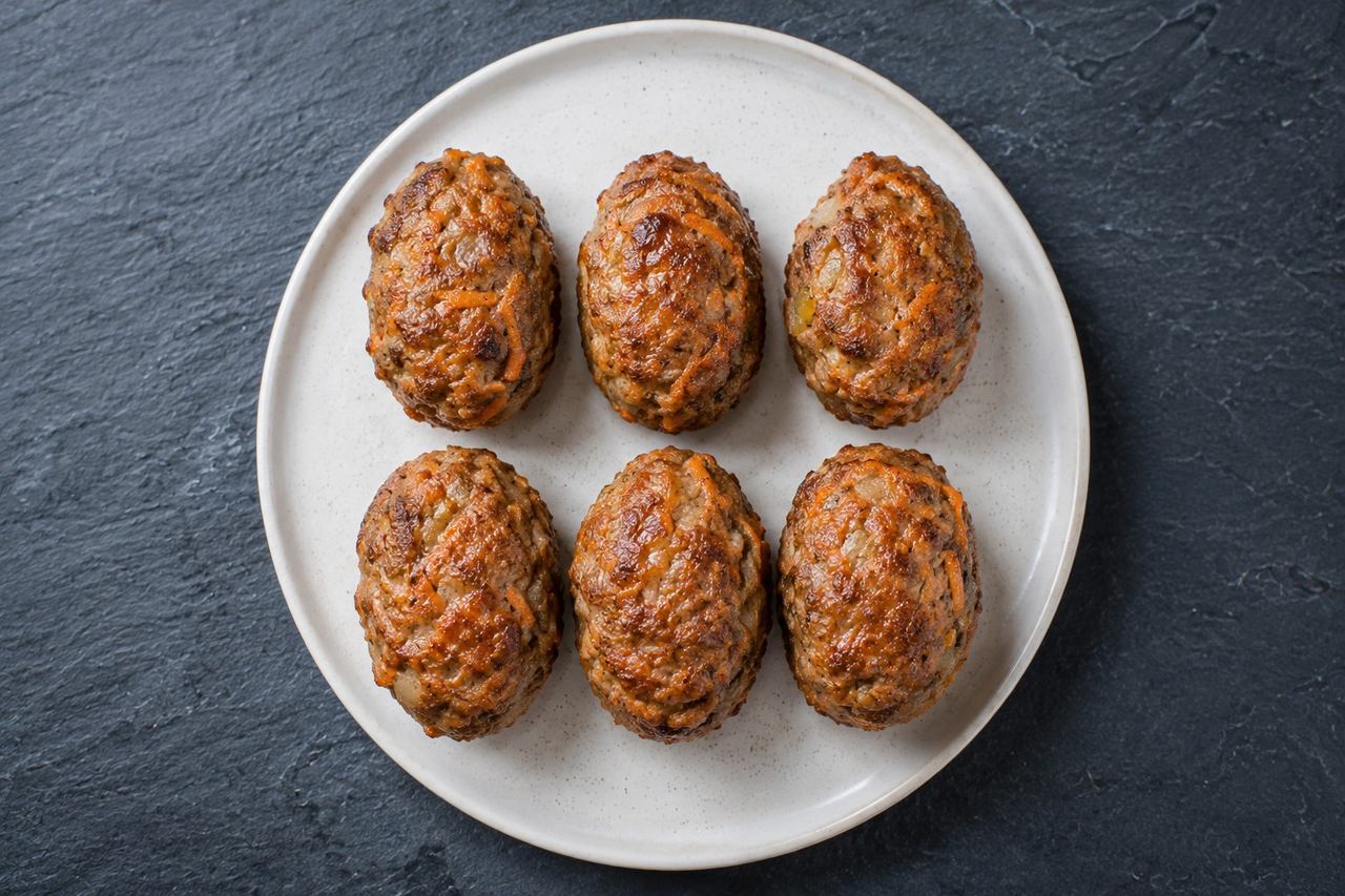 AIP mini meatloaves - ground beef with shredded vegetables, pumpkin, and coconut flour baked in a muffin tin